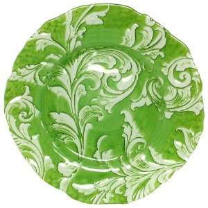  Glass Ornate French Lily Design Fern Green Charger Plate 