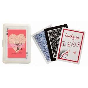 Baby Keepsake: Red Floral Heart Design Personalized Playing Card 