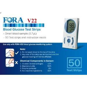  FORA V22 Blood Glucose Test Strips, 50 Strips Health 