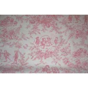 Pink Playtime Toile Fabric Material Canvas 4 Yards  