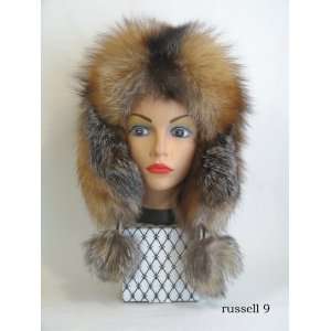  Silver Fox Winter Fur Trooper Bomber Hat with Pom Poms 