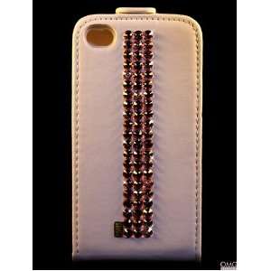 iPhone 4 4s Leather Flip Case, Swarovski Crystal Bling Diamante Case 