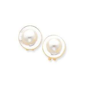  Cultured Blister Pearl Earrings in 14k Yellow Gold 