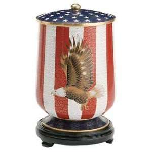  Flag & Eagle Cloisonné Cremation Urn 