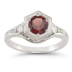  Roman Art Deco Garnet and Diamond Ring: Jewelry