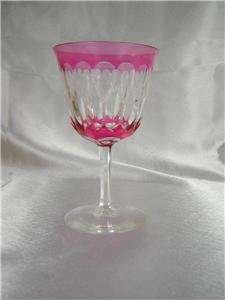   DORFLINGER? VAL ST LAMBERT? 2 TONED CRANBERRY ROSE CASED WINE GLASSES