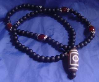 Tibet Natural Etched Agate Ancient Dzi Bead Necklace  