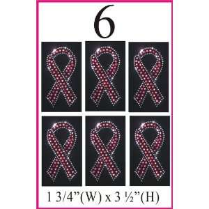   Iron On Transfer 6pcs Breast Cancer Ribbon Design 