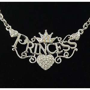  PRINCESS Heart Tiara Pendant Necklace n43 