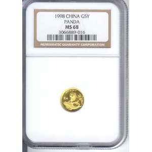   GOLD PANDA COIN 1/20 OUNCE .999 FINE GOLD NGC MS68: Everything Else