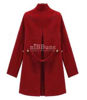 Women Fashion Vintage Gossip Girl Wool Jacket Coat Overcoat Outwear 