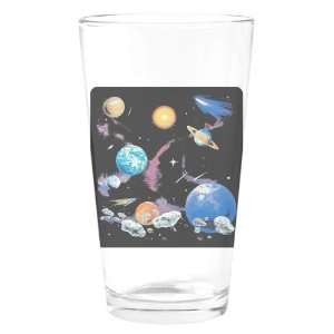    Pint Drinking Glass Solar System And Asteroids 