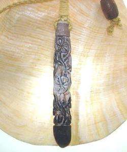 Hawaiian Carved Red Slate Pencil Urchin Spine Pendant 1  