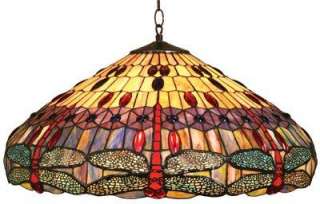 Dragonfly Design Tiffany Style Stain Glass Hanging Lamp  