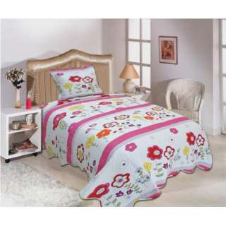 piece Kids Bedspread set Pink Flower Twin quilt & pillow sham Girls 