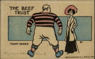 Football Player? Pretty Woman Beef Trust Comic c1910 Postcard  