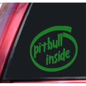  Pit Bull / Pitbull Inside Vinyl Decal Sticker   Green 