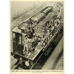  1922 Print Locomotive Diesel Engineer W Burn England Train Exhaust 