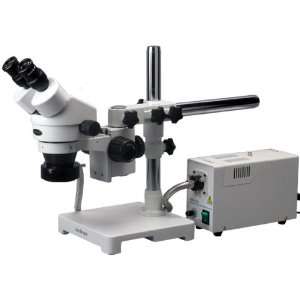 5X 90X Stereo Zoom Boom Microscope + Fiber Ring Light  