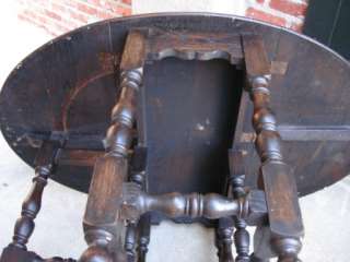 Antique English Oak Baluster Drop Leaf Gateleg Table  
