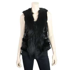 United Face Womens New Black Mink Muskrat Raccoon Combination Fur Vest 