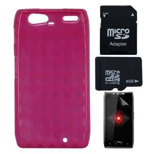  Premium Hot Pink TPU Gel Cover Case + 8 GB Micro SD Memory 
