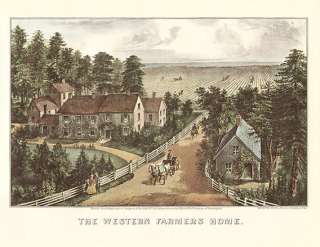 CURRIER & IVES vintage print THE WESTERN FARMERS HOME  