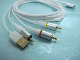 T7 New AV RCA Cable + USB Charg DATA For Apple iPhone 4G iSO5 iSO4.3 