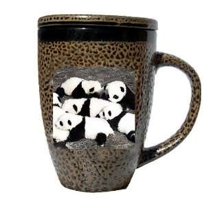 Panda Bears Lidded Coffee Tea Mug 