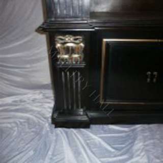 Old World Double Arched Bookcase Black Storage Cabinets  