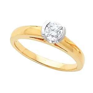  18K Two Tone Gold and Platinum Diamond Solitaire Engagement Ring 