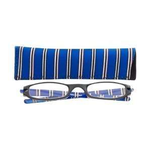Zoom Expressions (B42) Plastic 1/2 Eye Frame in Blue and Black Stripes 