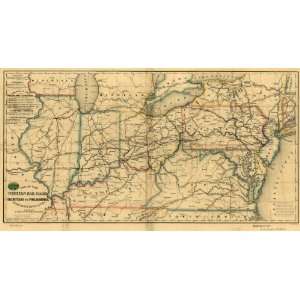  1851 Railroad map Jefferson City, MO, to New Haven