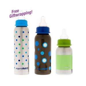  OrganicKidz Stainless Steel Baby Bottle Bundle for Boys 