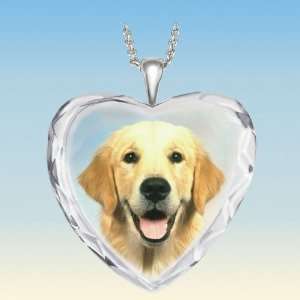  Golden Retriever Crystal Heart Pendant Jewelry