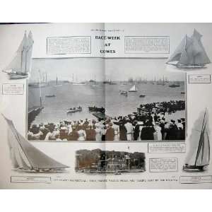  1908 Yachts Race Sport Cowes Regatta Shamrock Meteor