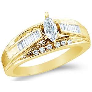 Size   13   14k Yellow Gold Diamond Engagement Wedding Solitaire with 