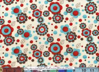 Moda Giddy Fabric ~ Turquoise Medallion Flower  