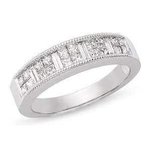   Princess and Baguette Cut Diamond 14K White Gold Wedding Band: Jewelry