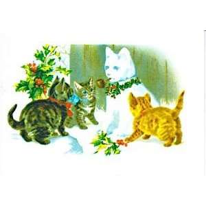   Greeting Card   Kittens with Snow Kitten