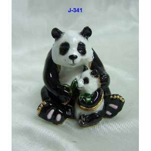  Panda With Baby Jewelry Trinket Box 2.5in H: Home 