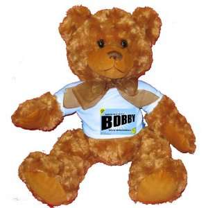   MY MOTHER COMES BOBBY Plush Teddy Bear with BLUE T Shirt: Toys & Games