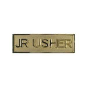  Badge Jr Usher Pin Back Rectangle (5/8 x 2) Brass 