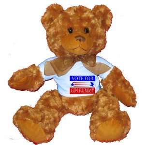 VOTE FOR GIN RUMMY Plush Teddy Bear with BLUE T Shirt 