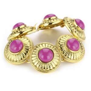 Trina Turk Egyptian Pink And Gold Plated Disc Bracelet