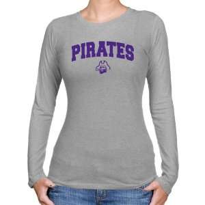 ECU Pirates T Shirt : East Carolina Pirates Ladies Ash Logo Arch Long 