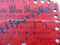  Ticket/Earliest Known/Athletic Base Ball Club Of Philadelphia  