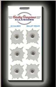 Novelty 38 Caliber Bullet Hole/Decals/Gun Shot Holes 6 Holes Per Sheet 