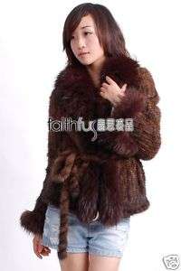 Mink Fur Knitted Jacket/Coat with Racoon fur trimmed  