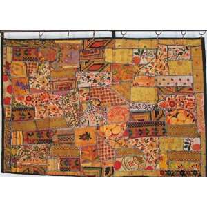  EMBROIDERY INDIAN SARI TAPESTRY THROW WALL HANGING: Home 